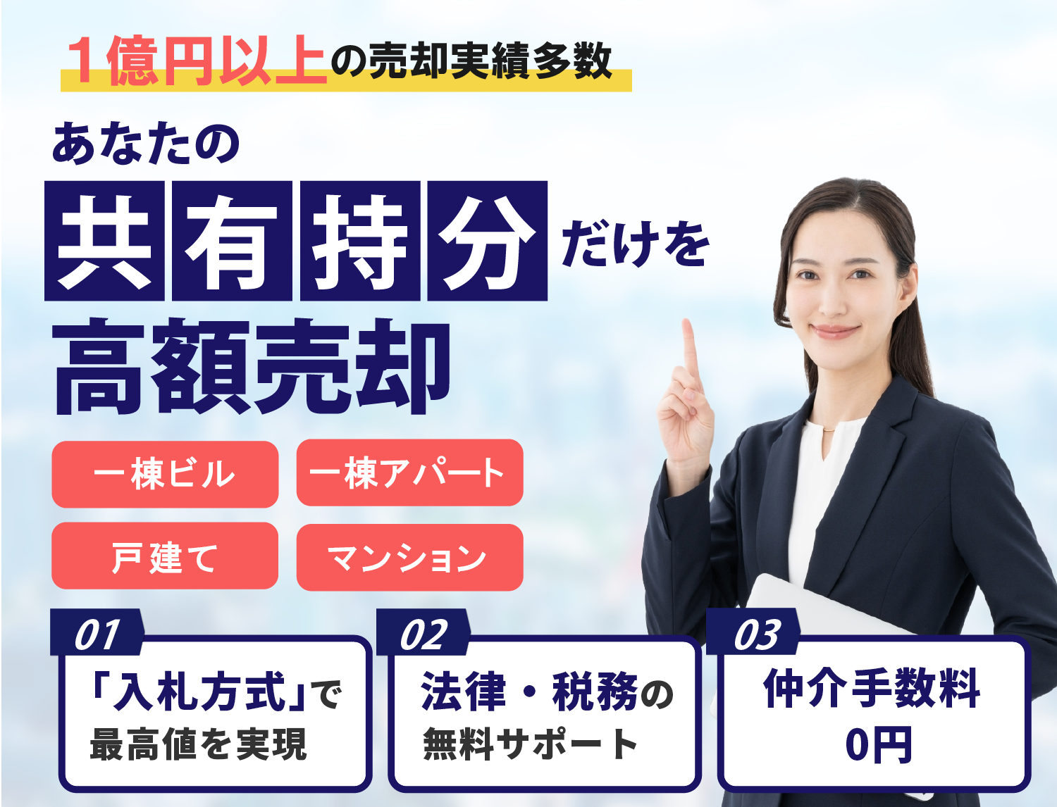 共有持分不動産（名義）を高く売却｜中央プロパティー